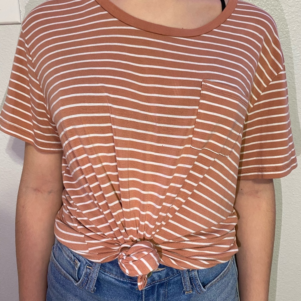 striped salmon shirt